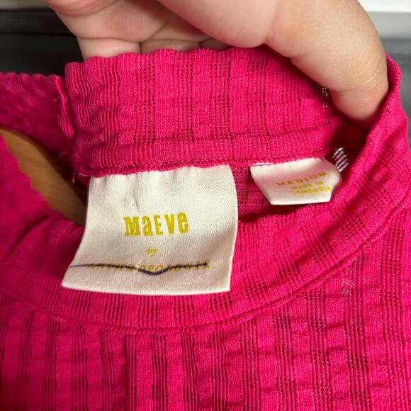 Anthropologie Maeve Sheer Mesh Mock Neck Top Pink Rose Size M - Picture 7 of 7